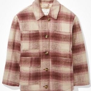 Oversized Plaid Button-up Jacket